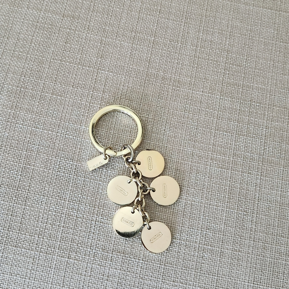 Rare Vintage Coach Gold Keychain Bag Charm with Crystal Accents - Picture 5 of 9